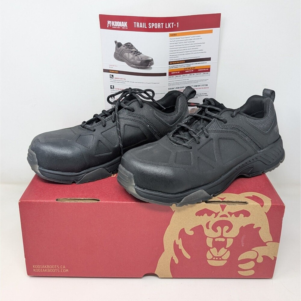 Kodiak LKT1 Composite Safety Toe Men's Size 7.5 Trail Sport Black Leather Shoes